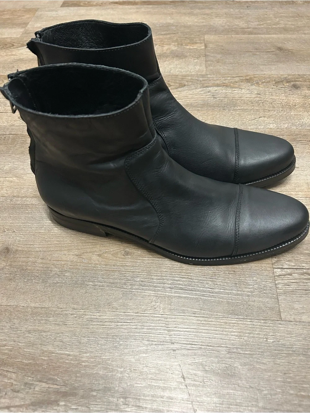 All Saints Men’s Size 46 US 13 Black Leather Chukka Ankle Boots Back Zipper